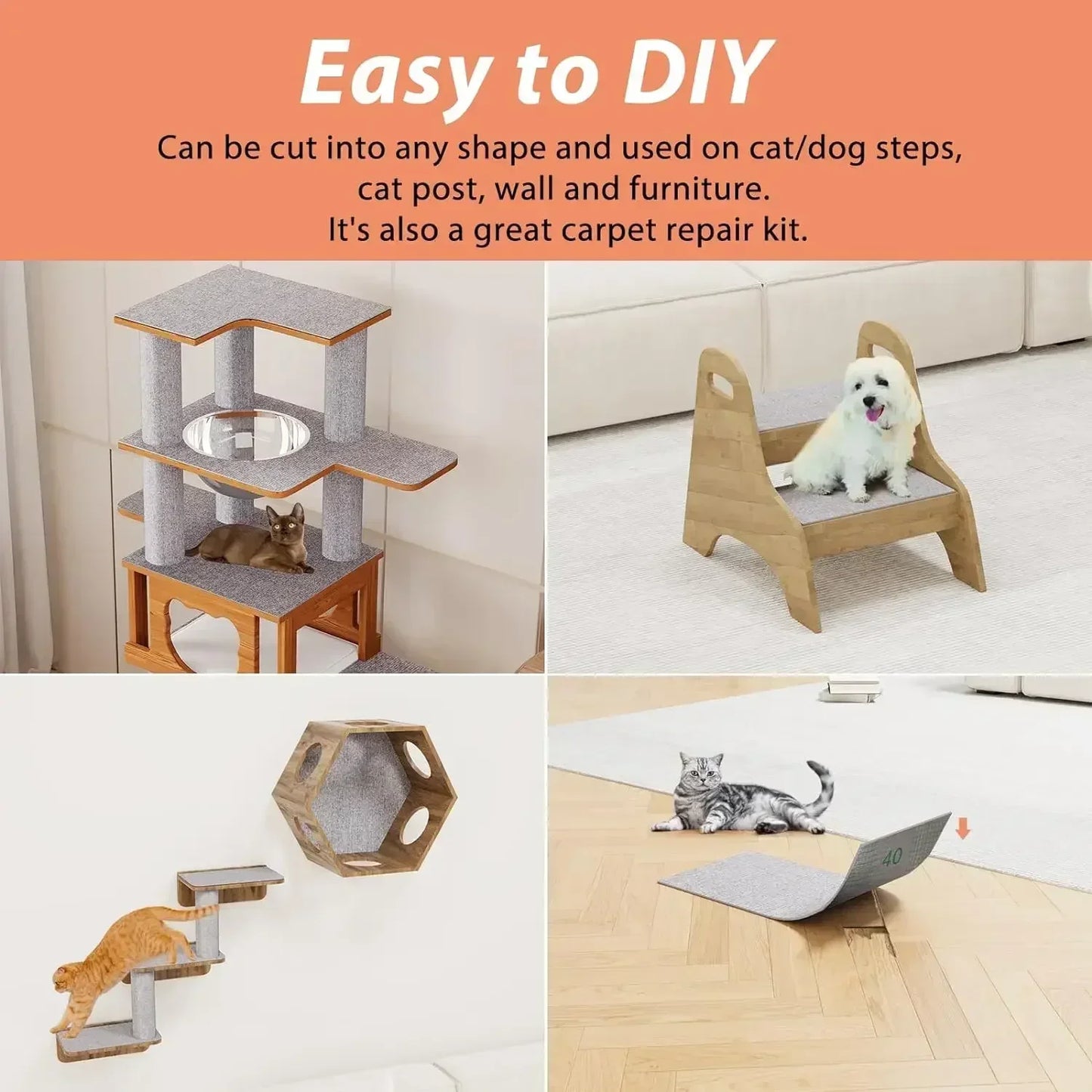 Cat Scratcher Sofa Protector Cats Scratcher Pad Board Protection Trimmable Self-Adhesive Carpet Corner Wall DIY Cat Scratch Mat