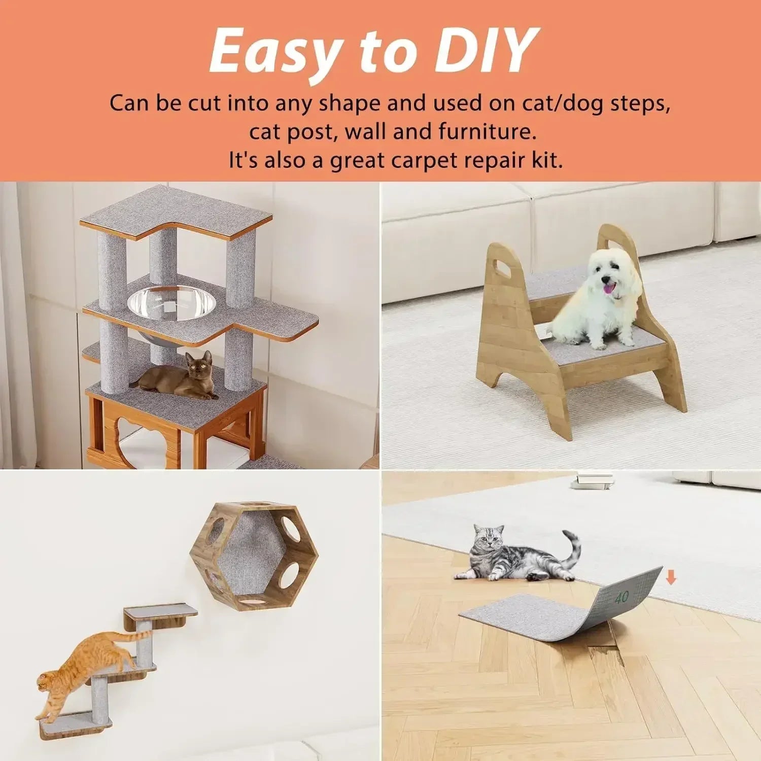 Cat Scratcher Sofa Protector Cats Scratcher Pad Board Protection Trimmable Self-Adhesive Carpet Corner Wall DIY Cat Scratch Mat
